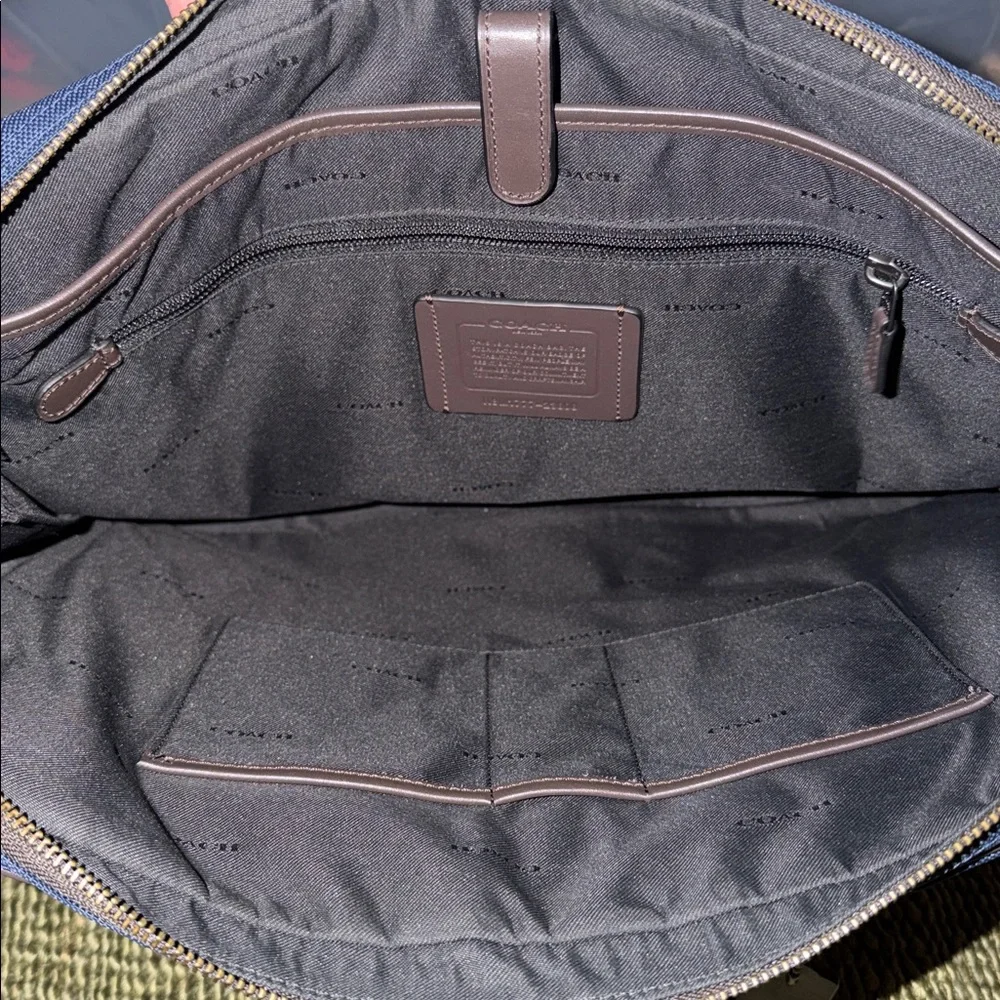 Coach Men's Navy and Dark Brown Briefcase